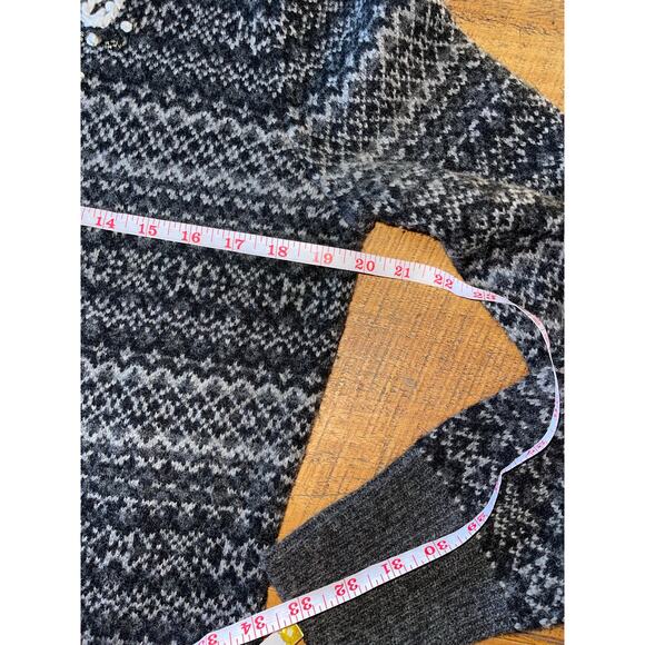 Womens Eddie Bauer Gray Lambs Wool Cashmere Button Down Cardigan Beads Large - Picture 6 of 8